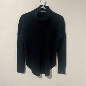 TNA Waffle Black Knit Top